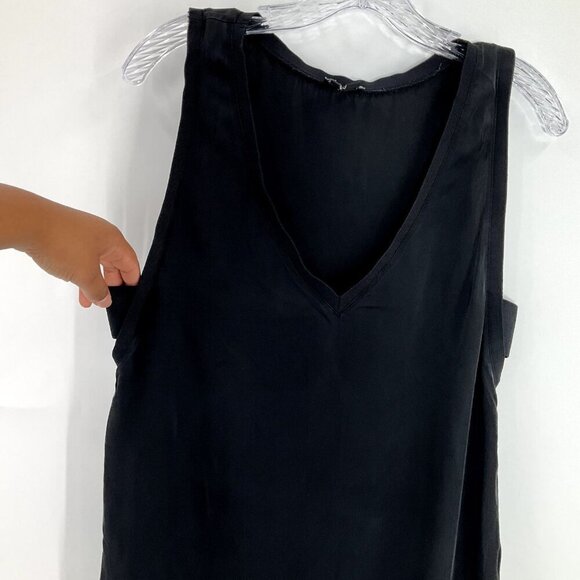 Theory Top Women's Large L Black Silk V-Neck Side Cut Out Sleeveless Blouse - Picture 8 of 16